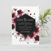 Moderne romantische Bourgondische bruiloft Save The Date (Staand voorkant)