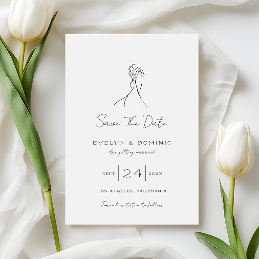 Moderne Romantische Bruid en Bruidegom Trouwdag Save The Date