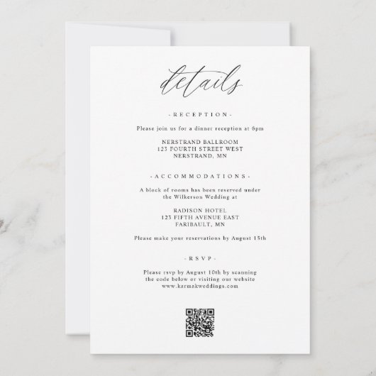 Moderne romantische bruiloft alles in één uitnodig kaart (Achterkant)