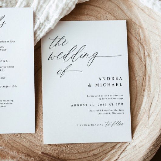 Moderne romantische bruiloft alles in één uitnodig kaart