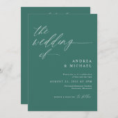 Moderne romantische bruiloft smaragd groen kaart (Voorkant / Achterkant)