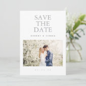 Moderne romantische Casual foto bruiloft Save the Kaart (Staand voorkant)