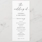 Moderne romantische delicate elegante bruiloft programmakaart (Voorkant)