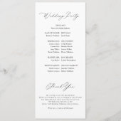 Moderne romantische delicate elegante bruiloft programmakaart (Achterkant)