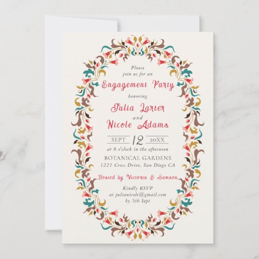 Moderne romantische elegante bloemen verlovingsfee kaart (Voorkant)