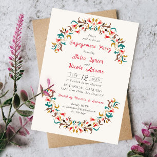 Moderne romantische elegante bloemen verlovingsfee kaart