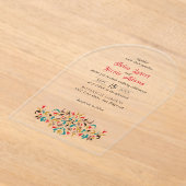 Moderne romantische elegante bloemenkrans bruiloft acryl uitnodigingen (Laagn)