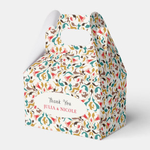 Moderne romantische elegante bloemenkrans bruiloft bedankdoosjes