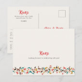 Moderne romantische elegante bloemenkrans bruiloft briefkaart (Voorkant / Achterkant)