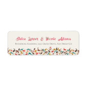 Moderne romantische elegante bloemenkrans bruiloft etiket (Voorkant)