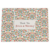 Moderne romantische elegante bloemenkrans bruiloft groot cadeauzakje (Voorkant)