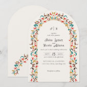 Moderne romantische elegante bloemenkrans bruiloft kaart (Voorkant / Achterkant)