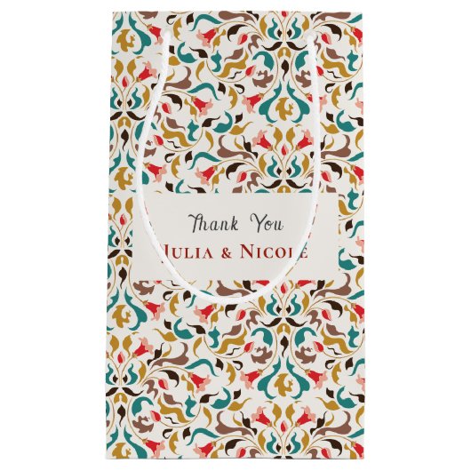 Moderne romantische elegante bloemenkrans bruiloft klein cadeauzakje (Voorkant)