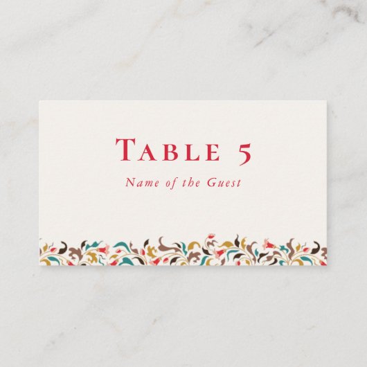 Moderne romantische elegante bloemenkrans bruiloft plaatskaartje (Achterkant)