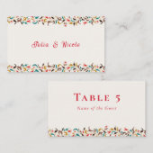 Moderne romantische elegante bloemenkrans bruiloft plaatskaartje (Voorkant / Achterkant)