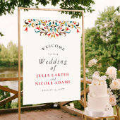 Moderne romantische elegante bloemenkrans bruiloft poster