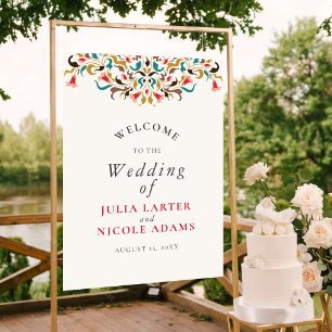 Moderne romantische elegante bloemenkrans bruiloft poster