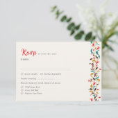 Moderne romantische elegante bloemenkrans bruiloft RSVP kaartje (Staand voorkant)