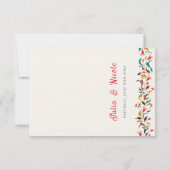 Moderne romantische elegante bloemenkrans bruiloft RSVP kaartje (Achterkant)