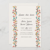 Moderne romantische elegante bloemenkrans bruiloft save the date (Voorkant / Achterkant)