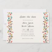 Moderne romantische elegante bloemenkrans bruiloft save the date (Voorkant)