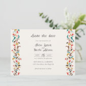 Moderne romantische elegante bloemenkrans bruiloft save the date (Staand voorkant)