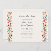 Moderne romantische elegante bloemenkrans bruiloft save the date (Voorkant / Achterkant)