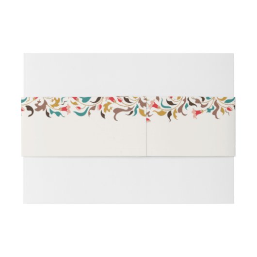 Moderne romantische elegante bloemenkrans bruiloft uitnodigingen wikkel (Achterkant Voorbeeld)