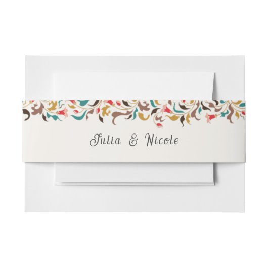 Moderne romantische elegante bloemenkrans bruiloft uitnodigingen wikkel (Voorkant Voorbeeld)