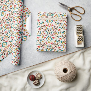 Moderne Romantische Elegante Bloemenkrans Trouw Cadeaupapier