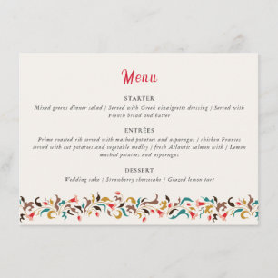 Moderne Romantische Elegante Bloemenkrans Trouw Menu