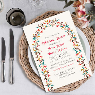 Moderne Romantische Elegante Bloemige Oefen Diners Kaart