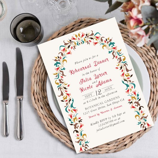 Moderne Romantische Elegante Bloemige Oefen Diners Kaart