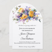 Moderne Romantische Gele Rose Bloom Wedding Kaart (Voorkant / Achterkant)