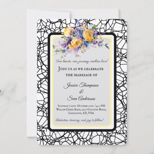 Moderne Romantische Gele Rose Bloom Wedding Kaart (Voorkant)