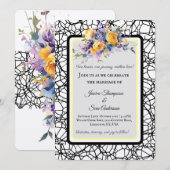 Moderne Romantische Gele Rose Bloom Wedding Kaart (Voorkant / Achterkant)