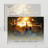 Moderne romantische gouden bruiloft met behoud van aankondigingskaart (Voorkant / Achterkant)