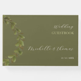 Moderne romantische groene krans Waterverf kunst Gastenboek
