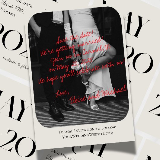 Moderne romantische handgeschreven foto Save the D Kaart