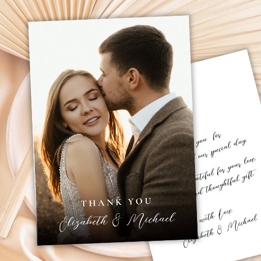 Moderne Romantische Handgeschreven Script Foto Huw Bedankkaart