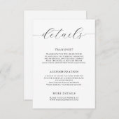 Moderne romantische kalligrafie bruiloft details informatiekaartje (Voorkant / Achterkant)