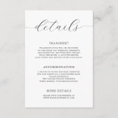 Moderne romantische kalligrafie bruiloft details informatiekaartje (Voorkant)