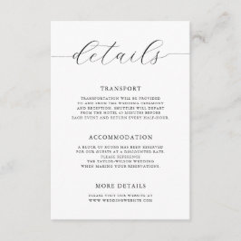 Moderne romantische kalligrafie bruiloft details informatiekaartje