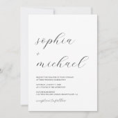 Moderne romantische kalligrafie zwart-wit bruiloft kaart (Voorkant)