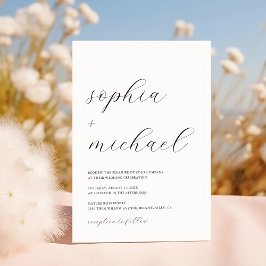 Moderne romantische kalligrafie zwart-wit bruiloft kaart