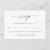 Moderne romantische kalligrafie zwart-wit bruiloft RSVP kaartje (Voorkant)