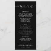 Moderne romantische kalligrafie zwarte bruiloft menu (Voorkant)