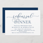 Moderne Romantische, Klasse Navy Blau Oefendiner Kaart (Voorkant / Achterkant)