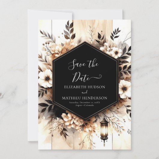 Moderne Romantische Landelijke Bruiloft Save The Date (Voorkant)