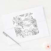 Moderne Romantische Lijntekening van Wilde Bloemen Vierkante Sticker (Envelop)